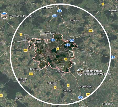 Karte Einsatzgebiet Schlüsseldienst Badenstedt und Nachbarorte