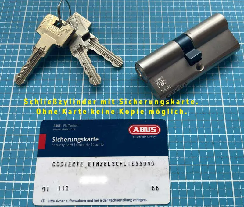 Schließzylinder mit Sicherungskarte